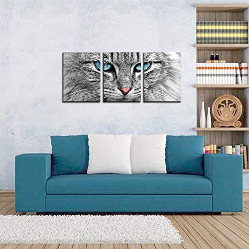 Blue Grey Cat Canvas Art