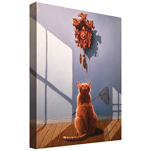 Timely Lunch Cat Canvas Art