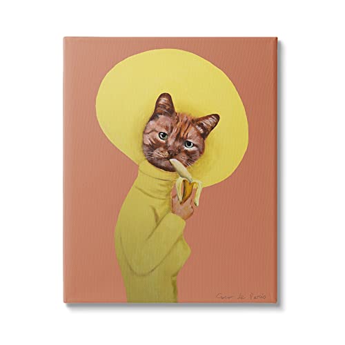 Yellow Cat Banana Canvas Art