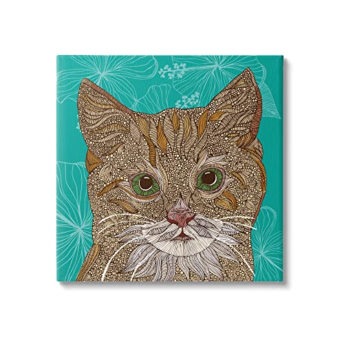 Cat with Pink Floral Canvas Wall Art