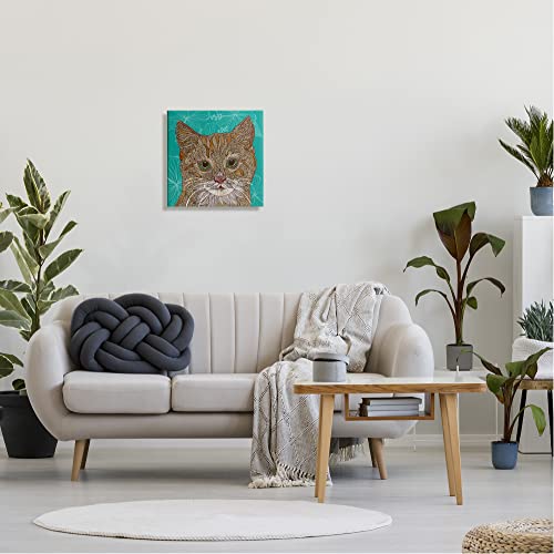Cat with Pink Floral Canvas Wall Art