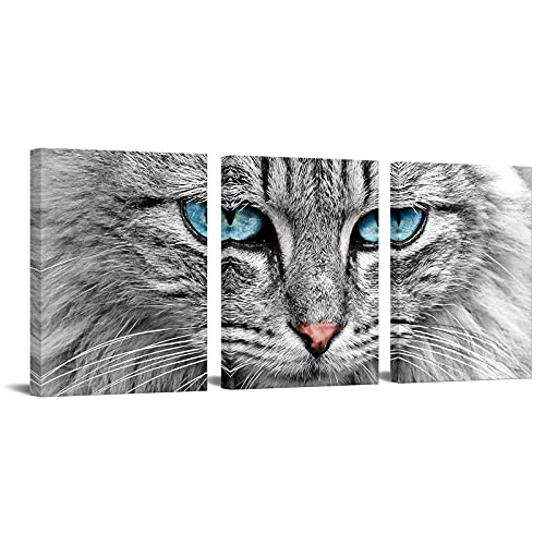 Blue Grey Cat Canvas Art